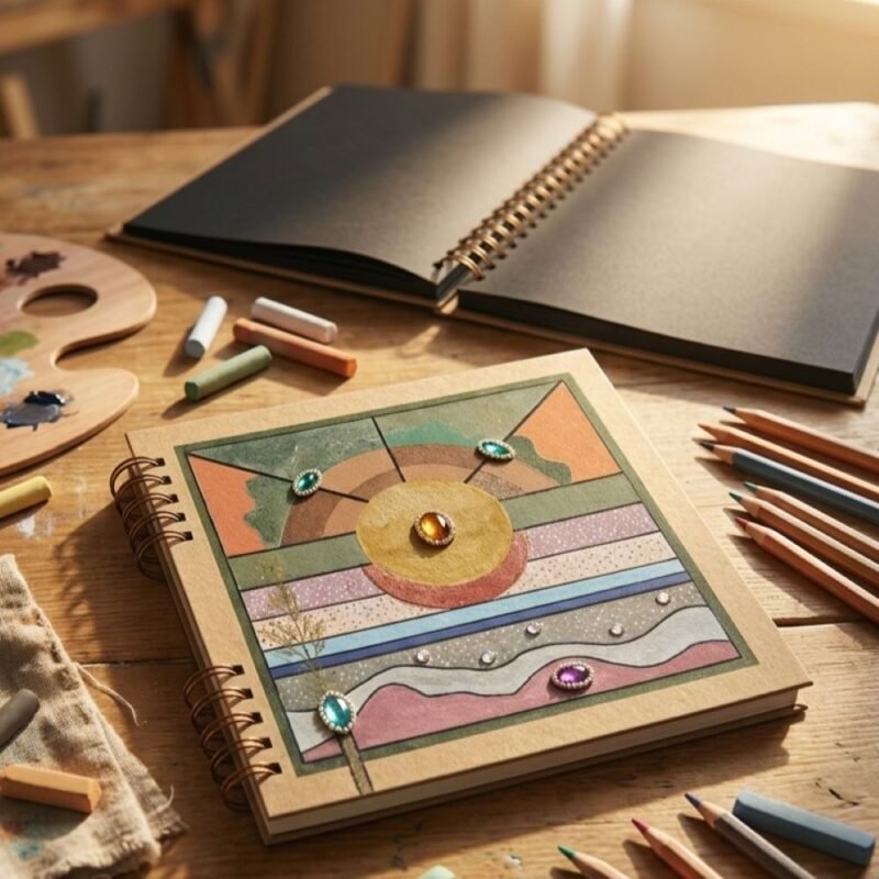 cuaderno-artediano-art-lux-green-sunset-entorno-completo CUADERNO LUX ART GREEN SUNSET-ARTEDIANO™